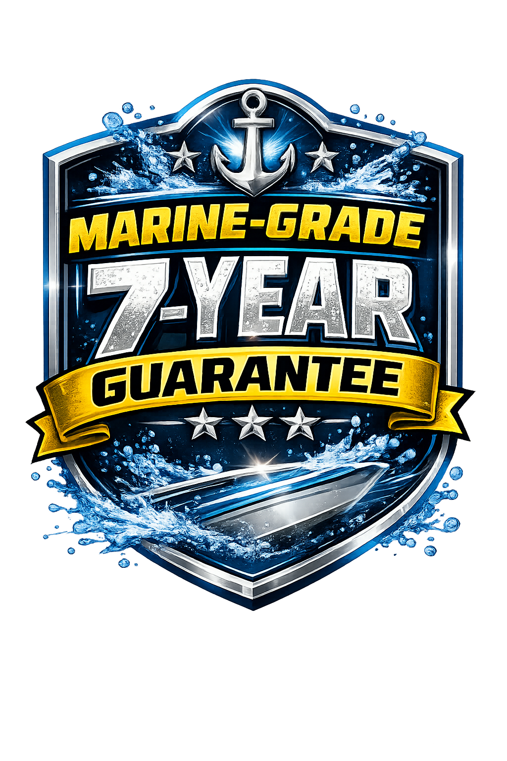 a close up of the side of a boat showing marine-grade vinyl decal quality